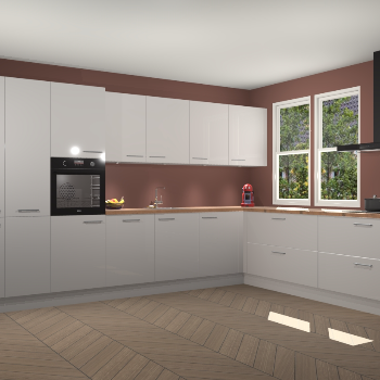 Zijdegrijze hoogglans keuken Opole 59332