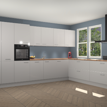 Zijdegrijze hoogglans keuken Opole 59334