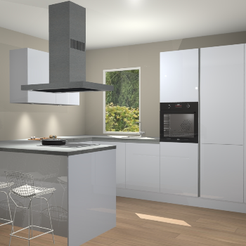 Sneeuwwitte hoogglans greeploze keuken Kalisz 58458