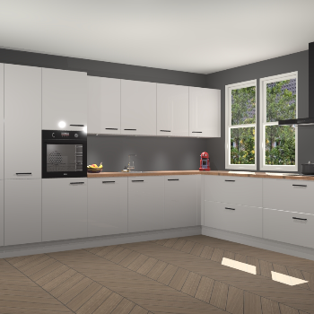 Zijdegrijze hoogglans keuken Opole 59338