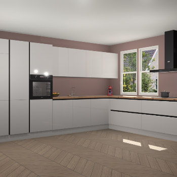 Zijdegrijze hoogglans greeploze keuken Opole 59342