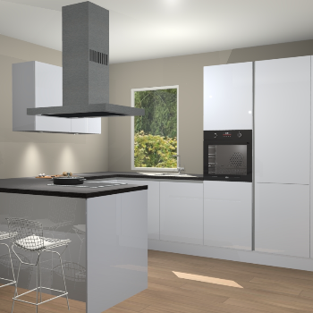 Sneeuwwitte hoogglans greeploze keuken Kalisz 58508