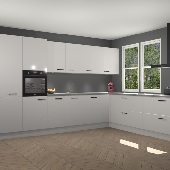 Zijdegrijze hoogglans keuken Opole 59441