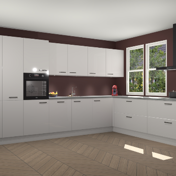 Zijdegrijze hoogglans keuken Opole 59446