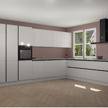 Zijdegrijze hoogglans greeploze keuken Opole 59451