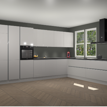 Zijdegrijze hoogglans greeploze keuken Opole 59437