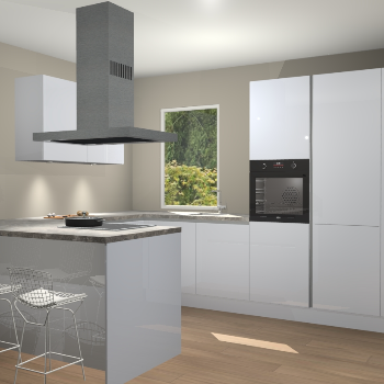 Sneeuwwitte hoogglans greeploze keuken Kalisz 58514