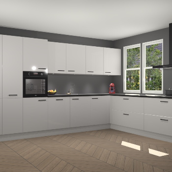 Zijdegrijze hoogglans keuken Opole 59442