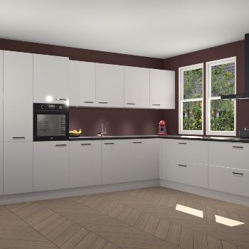 Zijdegrijze hoogglans keuken Opole 59447