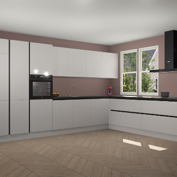 Zijdegrijze hoogglans greeploze keuken Opole 59452