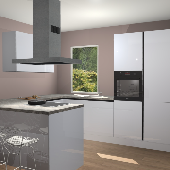 Sneeuwwitte hoogglans greeploze  keuken Kalisz 58517