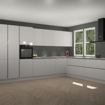 Zijdegrijze hoogglans greeploze keuken Opole 59438