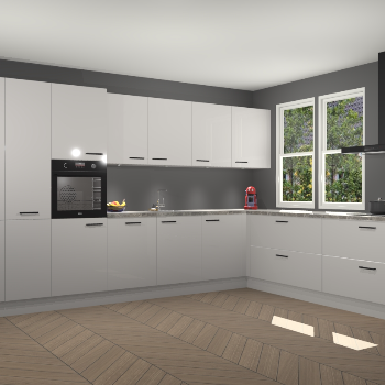 Zijdegrijze hoogglans keuken Opole 59443