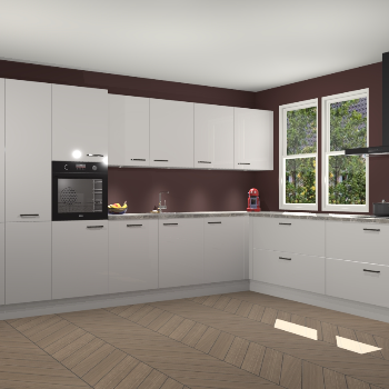 Zijdegrijze hoogglans keuken Opole 59448