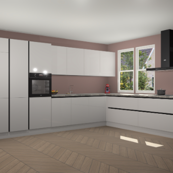 Zijdegrijze hoogglans greeploze keuken Opole 59453