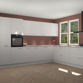 Zijdegrijze hoogglans keuken Opole 59423