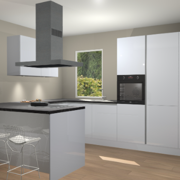 Sneeuwwitte hoogglans greeploze keuken Kalisz 58544