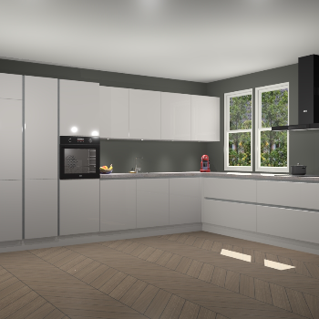 Zijdegrijze hoogglans greeploze keuken Opole 59439