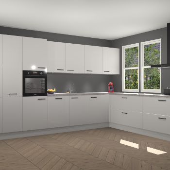 Zijdegrijze hoogglans keuken Opole 59444