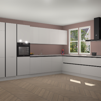 Zijdegrijze hoogglans greeploze keuken Opole 59454