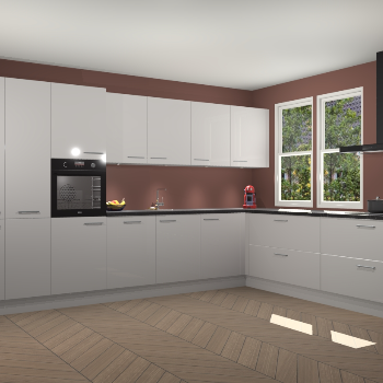 Zijdegrijze hoogglans keuken Opole 59425