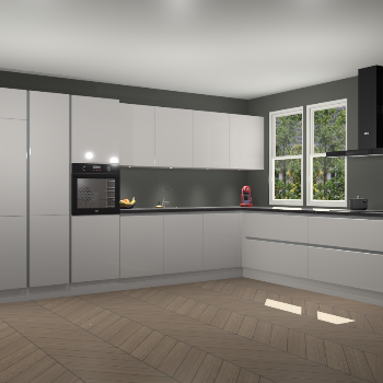 Zijdegrijze hoogglans greeploze keuken Opole 59440