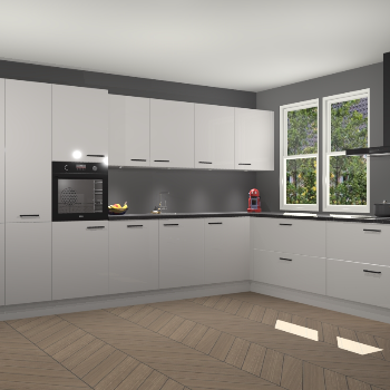 Zijdegrijze hoogglans keuken Opole 59445