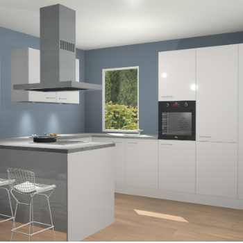 Zijdegrijze hoogglans keuken Kalisz 58579