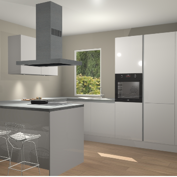 Zijdegrijze hoogglans greeploze keuken Kalisz 58580