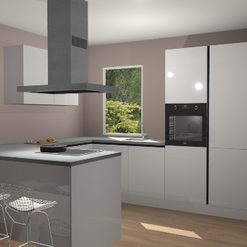 Zijdegrijze hoogglans greeploze  keuken Kalisz 58583