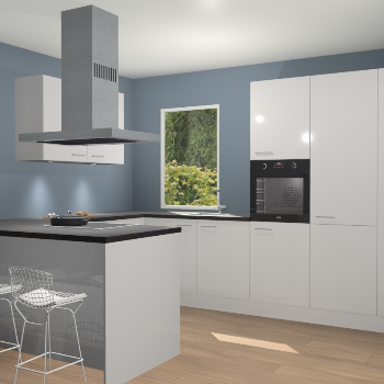 Zijdegrijze hoogglans keuken Kalisz 58634