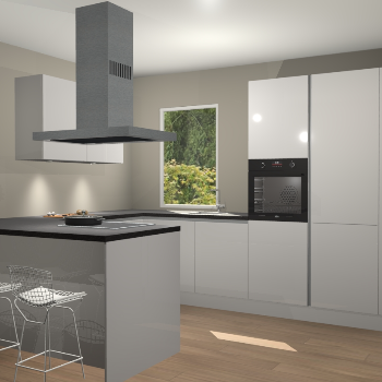 Zijdegrijze hoogglans greeploze keuken Kalisz 58635