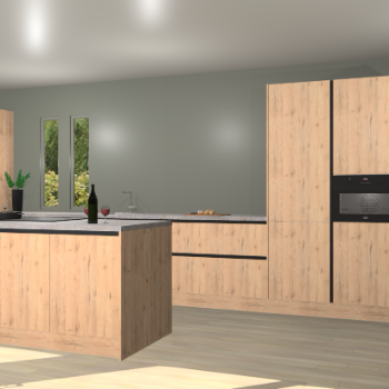 Madera natuur greeploze keuken Krakor 76584