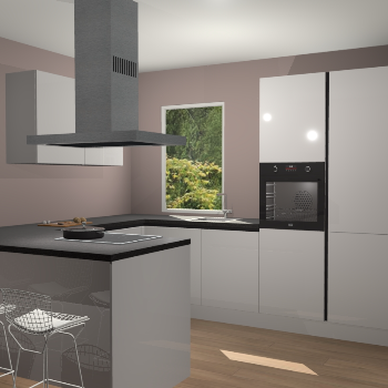 Zijdegrijze hoogglans greeploze  keuken Kalisz 58638