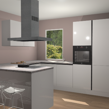 Zijdegrijze hoogglans greeploze  keuken Kalisz 58674