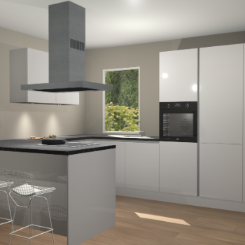 Zijdegrijze hoogglans greeploze keuken Kalisz 58683