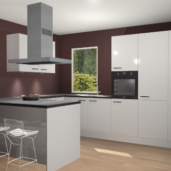 Zijdegrijze hoogglans keuken Kalisz 58684