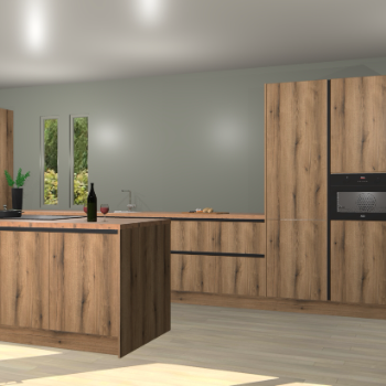 Goud eiken greeploze keuken Krakor 76995