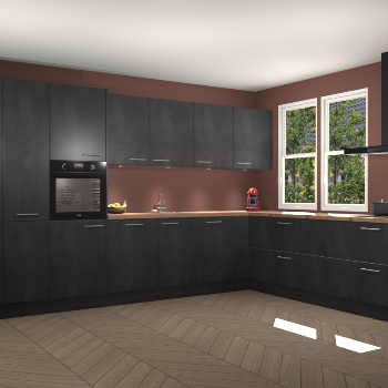 Beton Zwarte keuken Opole 60743