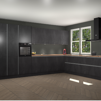 Beton Zwarte greeploze keuken Opole 60747