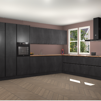 Beton Zwarte greeploze keuken Opole 60763