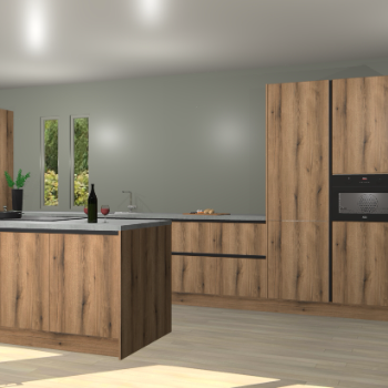 Goud eiken greeploze keuken Krakor 77018