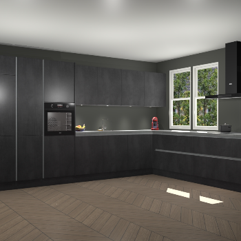 Beton Zwarte greeploze keuken Opole 61631