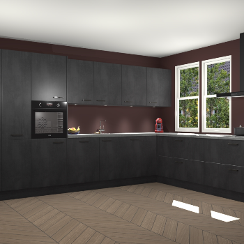 Beton Zwarte keuken Opole 61641