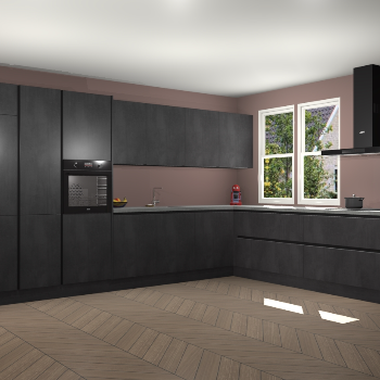 Beton Zwarte greeploze keuken Opole 61646