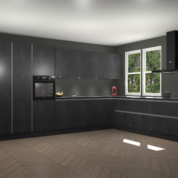 Beton Zwarte greeploze keuken Opole 61632