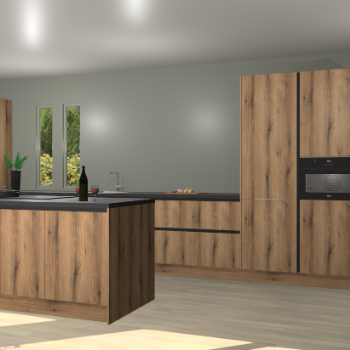 Goud eiken greeploze keuken Krakor 77060