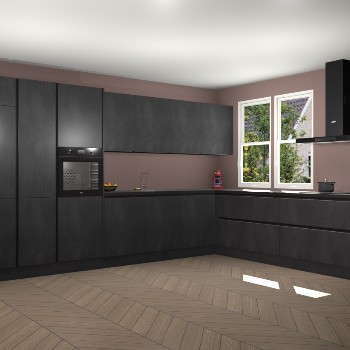 Beton Zwarte greeploze keuken Opole 61647