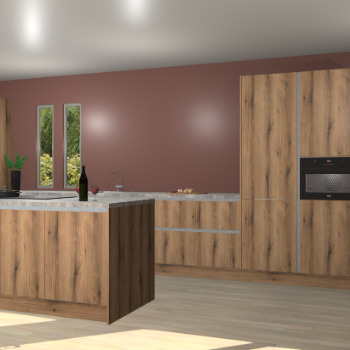 Goud eiken greeploze keuken Krakor 77080