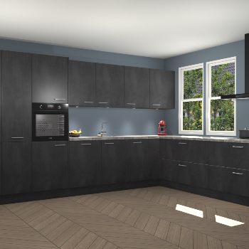 Beton Zwarte keuken Opole 61610